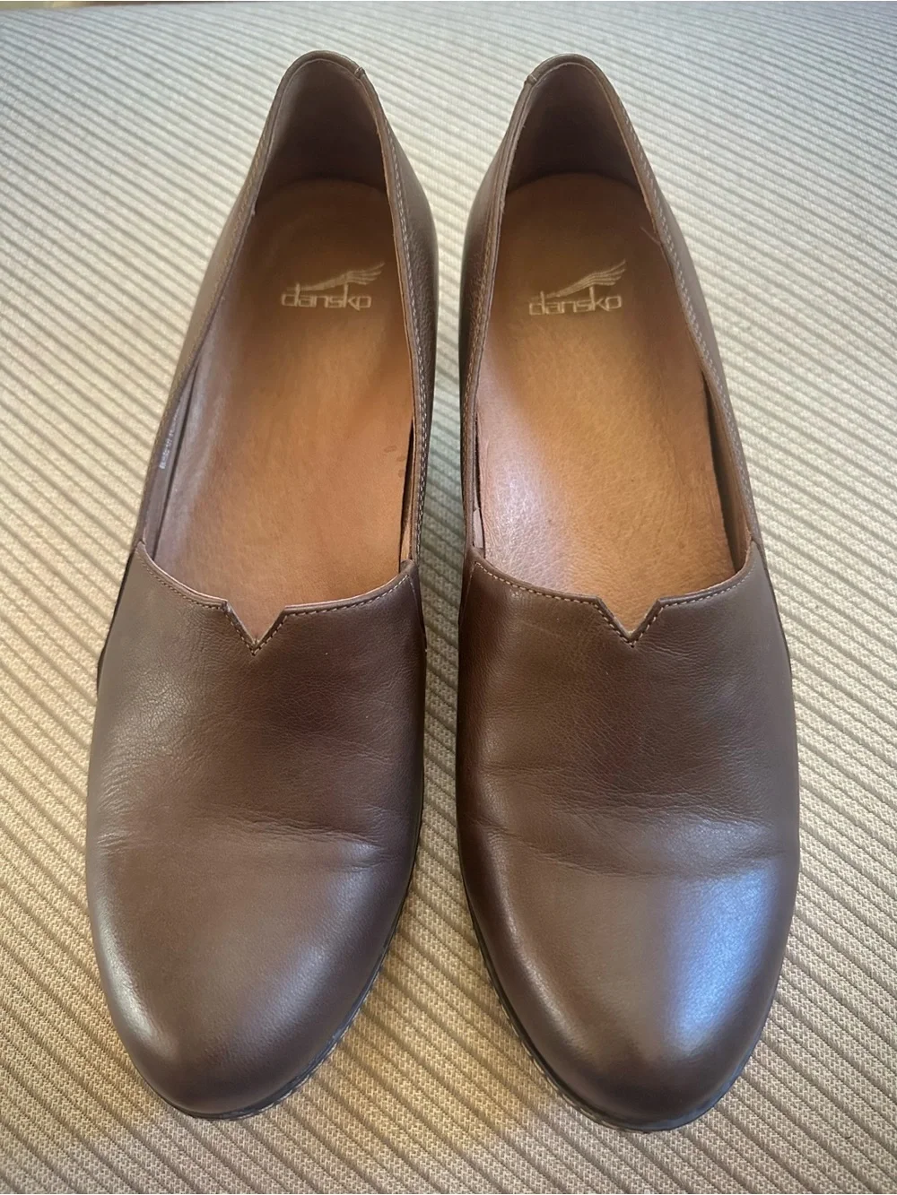 Dansko Liliana Brown Leather Hidden Wedge Shoes EU 42 US 11.5 Comfort Loafer